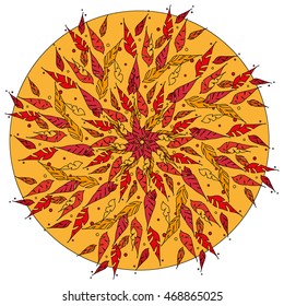 circle with autumn leaves