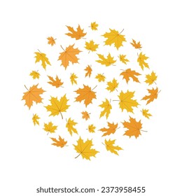 Circle of autumn maple leaves. Background. Color vector illustration on a white background.
