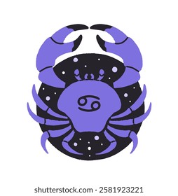 Circle avatar of Cancer zodiac sign. Constellation of crab on icon with round shape. Horoscope symbol, one of 12 elements in astrology calendar. Flat isolated vector illustration on white background