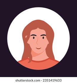 Circle the avatar with the portrait women of various races and hairstyles. Collection of user profiles. Round icon with happy smiling human. Colorful flat vector illustration.