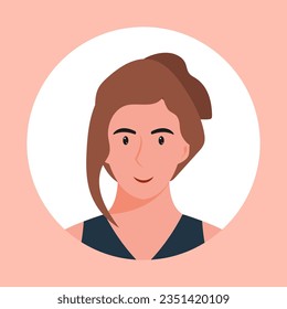 Circle the avatar with the portrait women of various races and hairstyles. Collection of user profiles. Round icon with happy smiling human. Colorful flat vector illustration.