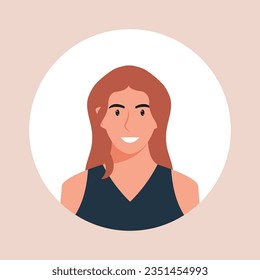 Circle the avatar with the portrait women of various races and hairstyles. Collection of user profiles. Round icon with happy smiling human. Colorful flat vector illustration.