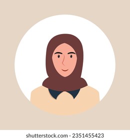 Circle the avatar with the portrait women of various races and hairstyles. Collection of user profiles. Round icon with happy smiling human. Colorful flat vector illustration.