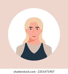 Circle the avatar with the portrait women of various races and hairstyles. Collection of user profiles. Round icon with happy smiling human. Colorful flat vector illustration.
