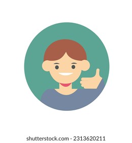 Circle avatars with young people's faces. Portraits of diverse men and women. Set of user profiles. Round icons with happy smiling humans. Colored flat vector illustration