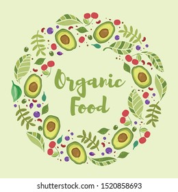 Circle Avocado fruit illustration vector