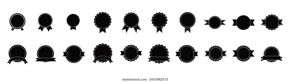 Circle Award Badge Logo Design Element Vector Set Illustration. Shape Badge 