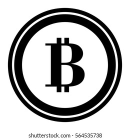 circle with b of bitcoin currency over white background. vector illustration 