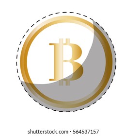 circle with b of bitcoin currency over white background. vector illustration 
