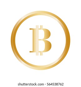 circle with b of bitcoin currency over white background. vector illustration 