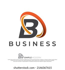 Circle B logo illustration, abstract circle swirl logo design elements. Origami paper flat style