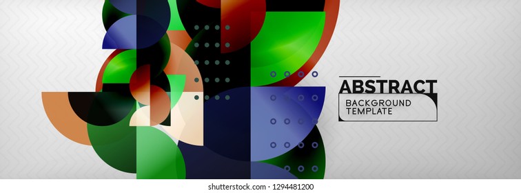 Resumo do plano de fundo do círculo. Composição de formas na moda. Ilustração vetorial