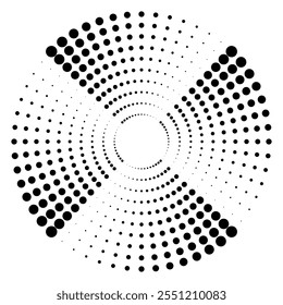 Fondo de círculo Plantilla negra espiral halftone retro