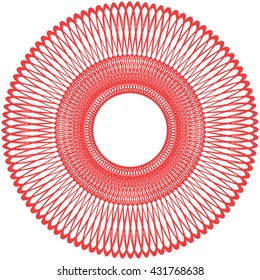 Circle background border frame with delicate lace contour guilloche doily isolated on white (transparent) fond. Space for invitations, promotional poster, greeting cards text. Vector illustration eps