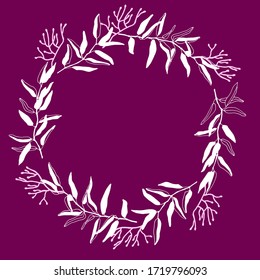 circle background floral frame vector frame leaf branch