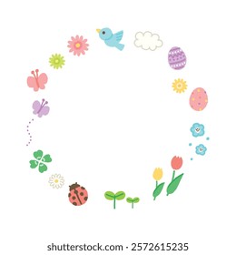 Circle background image of cute spring icons