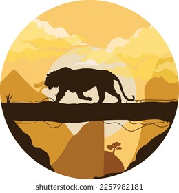 circle background painting themed savanna animals and africa	