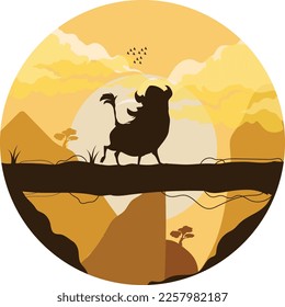circle background painting themed savanna animals and africa	