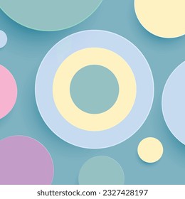Fondo circular en esferas pasteles multicolores sin soldadura, fondo suave, ilustración vectorial para tela Papel de escritorio y diseño de papel envolvente, ilustración vectorial, verde, amarillo, azul, rosa, púrpura