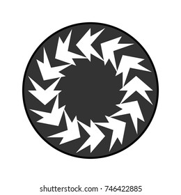 Circle badge with abstract figures vector eps10. pagan symbols in grey circle.
