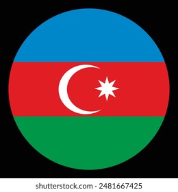 Circle badge Azerbaijan flag button vector illustration isolated. Country in Asia national symbol. Patriotic sign. Roundel emblem Azerbaijan banner.