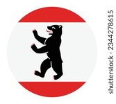 Circle badge Berlin flag vector illustration isolated on white background. Province and city in Germany banner emblem. Berlin coat of arms roundel. Prance bear angry animal. Europe. EU.