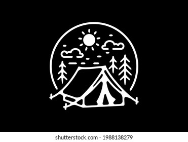 Circle badge of camping tent design
