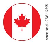 Circle badge Canada flag button vector illustration isolated. National symbol state in North America. Patriotic Canada roundel flag emblem banner state. 