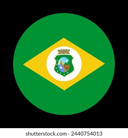 Insignia de círculo Ceara bandera ilustración vectorial aislado sobre fondo negro. Bandera del Estado de Brasil Ceara botón símbolo nacional. Emblema patriótico. Sudamérica.