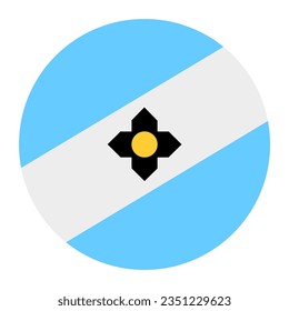 Circle badge City Madison flag vector illustration isolated on background. Capital town in Wisconsin. USA city symbol. United States of America town emblem. Button Madison roundel City emblem banner.