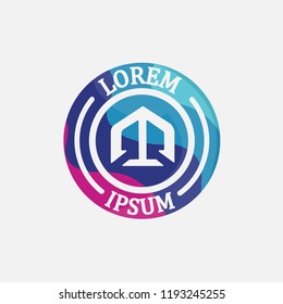 Circle badge colorful logo template . with Arrow illustration