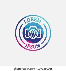 circle badge colorful logo template . with camera symbol