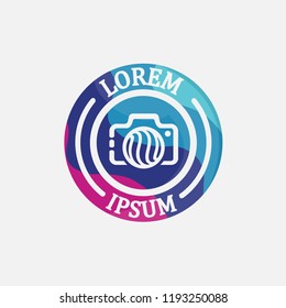 circle badge colorful logo template . with camera symbol