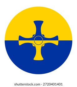 Símbolo do círculo Símbolo do condado Durham botão de sinalizador silhueta de vetor ilustração isolada. Território da região Nordeste da Inglaterra, Grã-Bretanha, Reino Unido. Provincia Durham roundel bandeira emblema banner símbolo nacional.