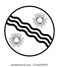 Ilustración vectorial de la bandera del condado de Merseyside aislada. Territorio en la región noroeste de Inglaterra, Gran Bretaña, Reino Unido. Botón redondo Merseyside bandera emblema Anuncio signo patriótico símbolo nacional