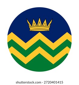 Símbolo de círculo Ilustração do vetor da bandeira do condado de Cumbria isolada. Território Região do Noroeste da Inglaterra, Grã-Bretanha, Reino Unido. Botão Roundel Bandeira de Cúmbria bandeira símbolo patriótico.