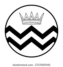 Insignia del círculo Cumbria Ilustración vectorial de la etiqueta engomada de la bandera del condado aislada. Territorio Región noroeste de Inglaterra, Gran Bretaña, Reino Unido. Roundel Botón Cumbria bandera emblema Anuncio signo patriótico.