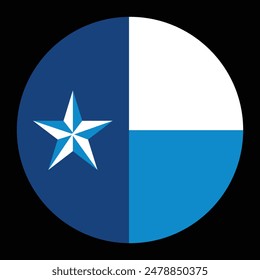 Circle badge Dallas flag button. Vector illustration flag of Dallas County, Texas, USA. Patriotic sign. National roundel Dallas flag emblem banner.