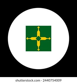 Insignia de círculo Distrito Federal ilustración vectorial de la bandera aislado sobre fondo negro. Bandera del Estado de Brasil Símbolo nacional del botón del distrito federal. Emblema patriótico. Sudamérica.