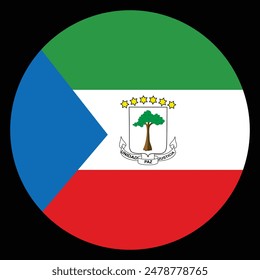 Insignia del círculo Ilustración vectorial de Botón de la bandera de Guinea Ecuatorial aislada. Símbolo nacional. Signo patriótico. Anuncio de emblema de la bandera de Guinea Ecuatorial.