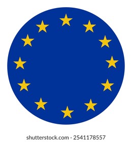 Circle badge Europe Union flag button vector illustration isolated. Roundel EU flag symbol. 