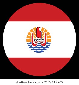Circle badge French Polynesia flag button vector illustration isolated. Roundel French Polynesia emblem banner. Patriotic sign. National symbol.