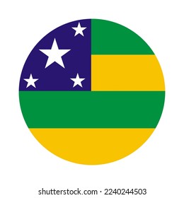 Ilustración vectorial de la bandera Goias de círculo aislada en fondo blanco. Símbolo del Estado de Brasil. emblema de los distritos de Brasil. Territorio sudamericano. Banda patriótica del emblema de Goias botón.