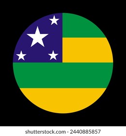 Insignia de círculo Goias bandera ilustración vectorial aislado sobre fondo negro. Símbolo del Estado de Brasil. Emblema de los distritos de Brasil. Sudamérica. Cinta patriótica con emblema de Button Goias.