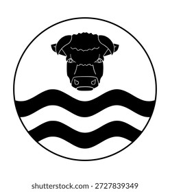 Insignia de círculo Ilustración vectorial de Botón de la bandera de Herefordshire aislada. Territorio Región de West Midlands, condado de Inglaterra, Gran Bretaña, Reino Unido. Roundel Herefordshire bandera emblema Anuncio símbolo patriótico.