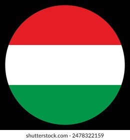 Circle badge Hungary flag button vector illustration isolated. Europe union state national symbol. EU. Roundel Hungary flag emblem banner. 