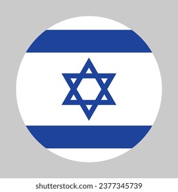 Circle badge Israel flag vector illustration isolated. Middle East country. Button roundel flag of Israel national symbol. Round David star banner.