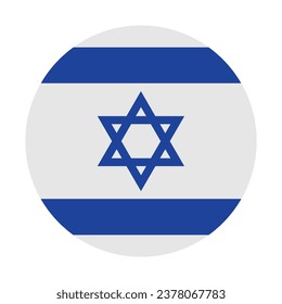 Circle badge Israel flag vector illustration isolated. Middle East country. Button roundel flag of Israel national symbol. Round David star banner.