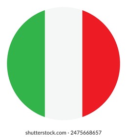 Circle badge Italian flag vector illustration isolated. National symbol Italy flag button, country in Europe, EU member. Patriotic sign. Roundel Italy flag emblem banner.