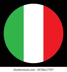 Circle badge Italian flag vector illustration isolated. National symbol Italy flag button, country in Europe, EU member. Patriotic sign. Roundel Italy flag emblem banner.